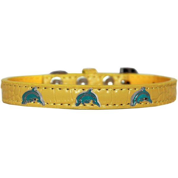 Mirage Pet Products Dolphin Widget Croc Dog CollarYellow Size 16 720-20 YWC16